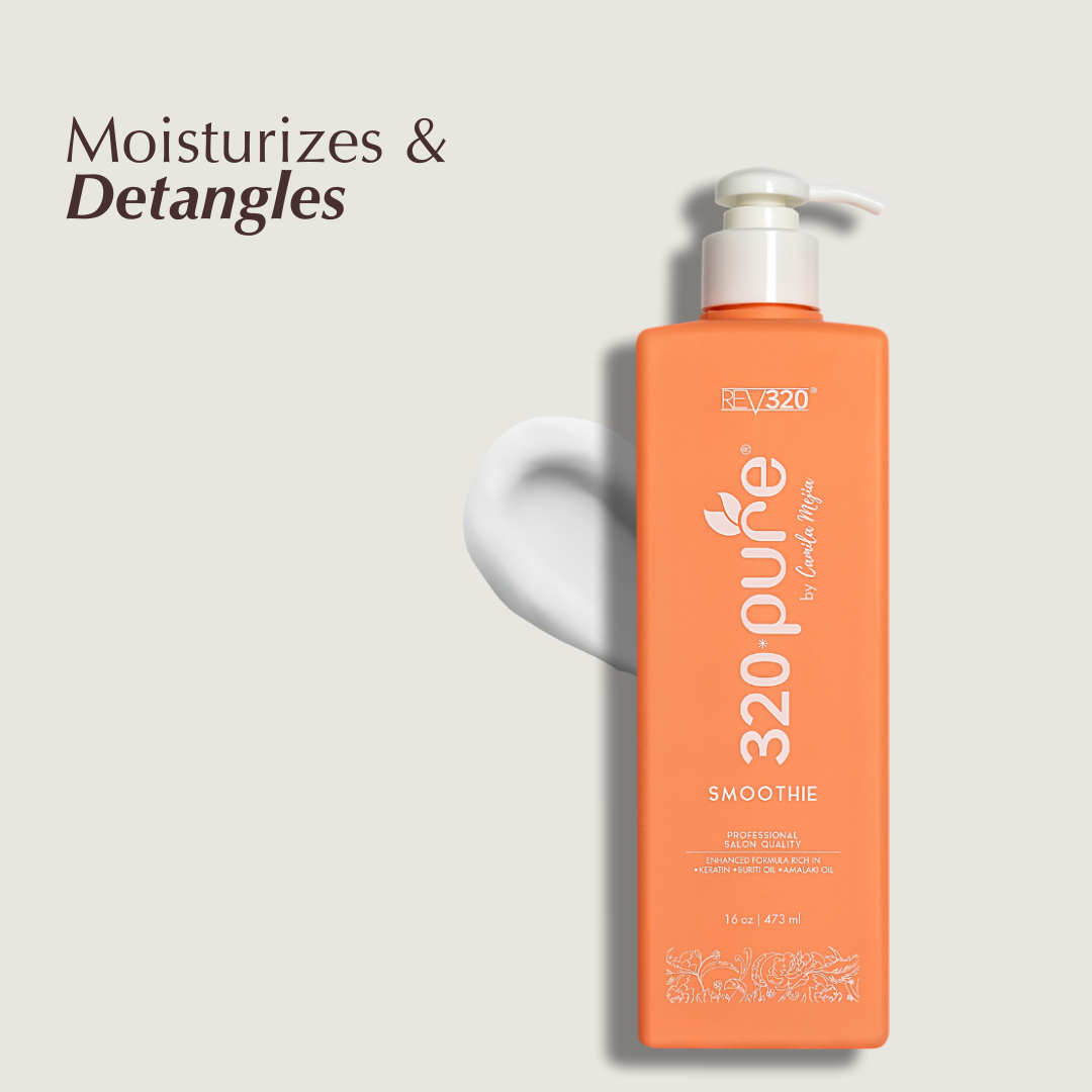 A product banner for 320 Pure leave-in conditioner