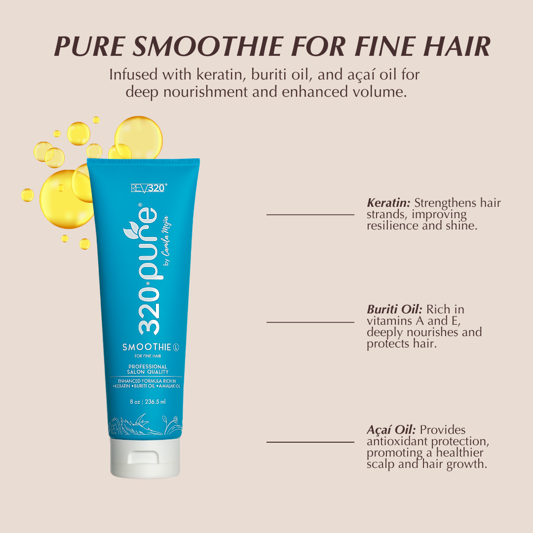 320 Pure leave in conditioner product banner with its ingredients