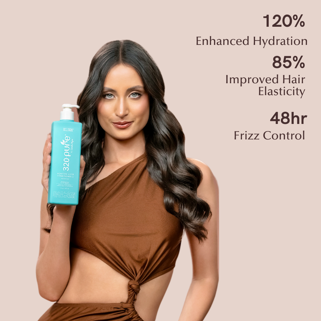 320 Pure moisture conditioner product banner with its advantages