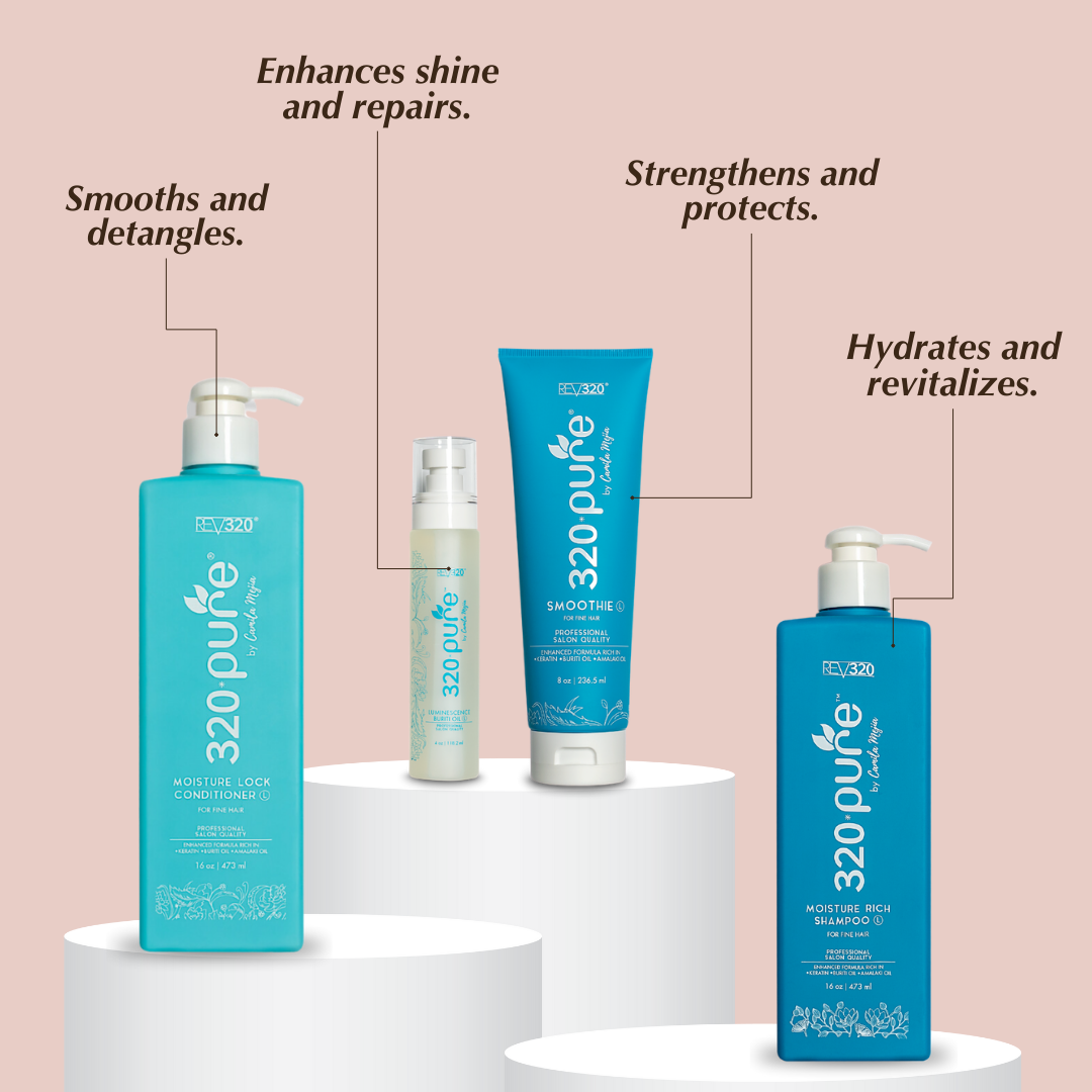 320 Pure ocean glow hair care bundle banner with their benefits