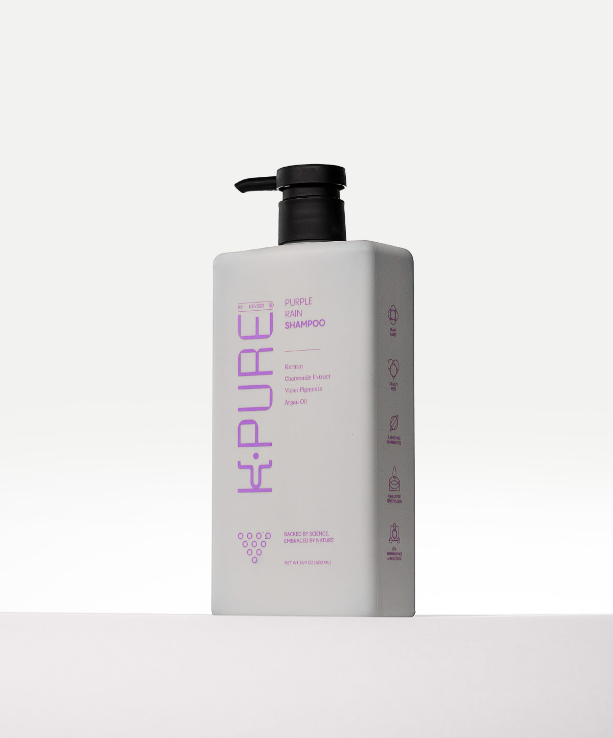 A website banner of Kpure purple rain shampoo for clean & strong hair
