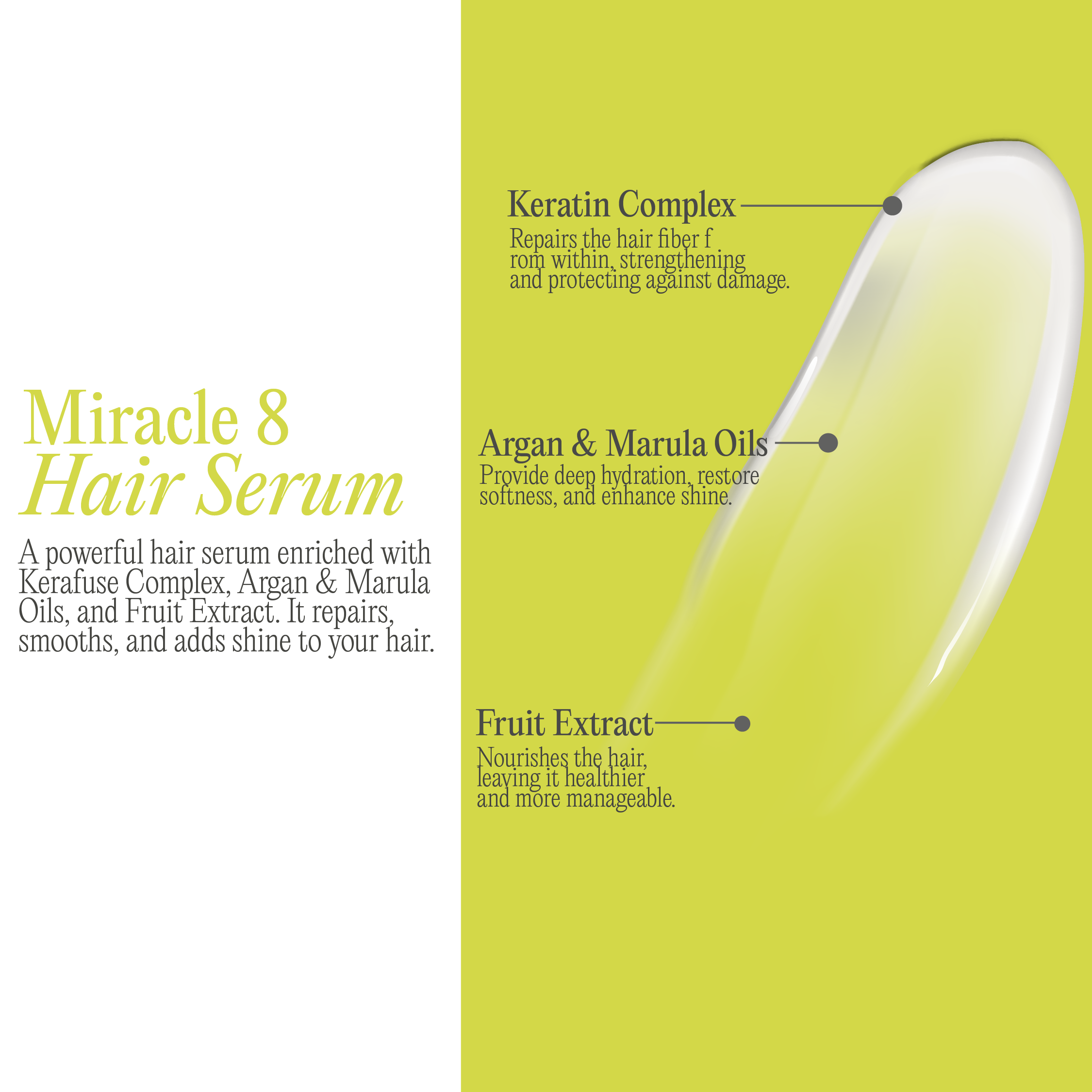 Miracle 8 Hair Serum – Repair, Shine & Frizz Control