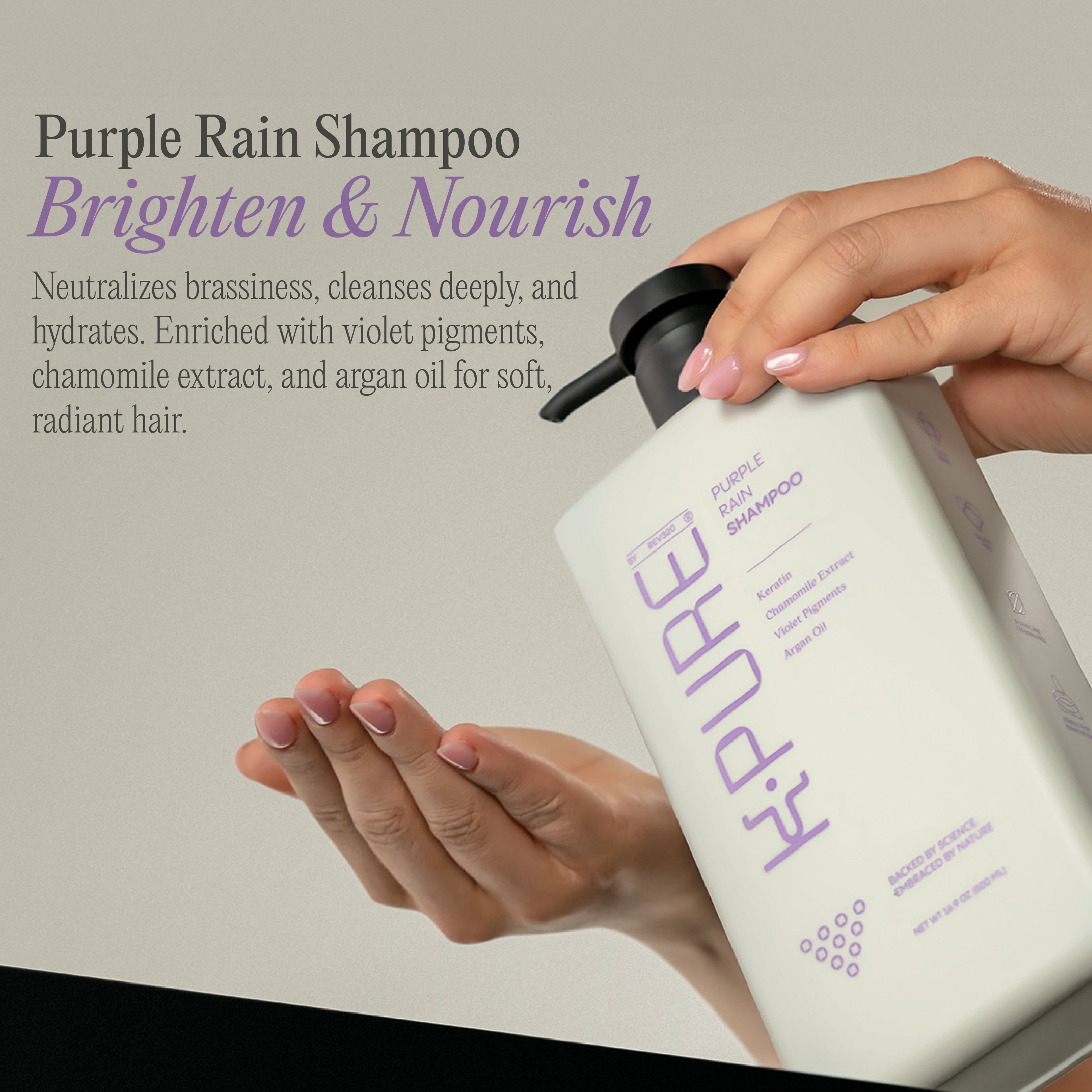 Product banner for Kpure purple rain shampoo with its description