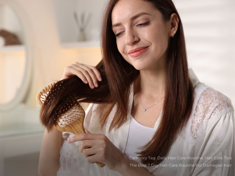 Beautiful Woman Brushing Her Hair at Home