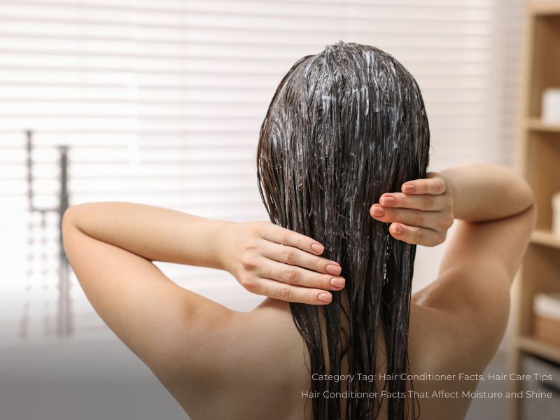 Woman Applying Hair Conditioner in Bathroom with Back View