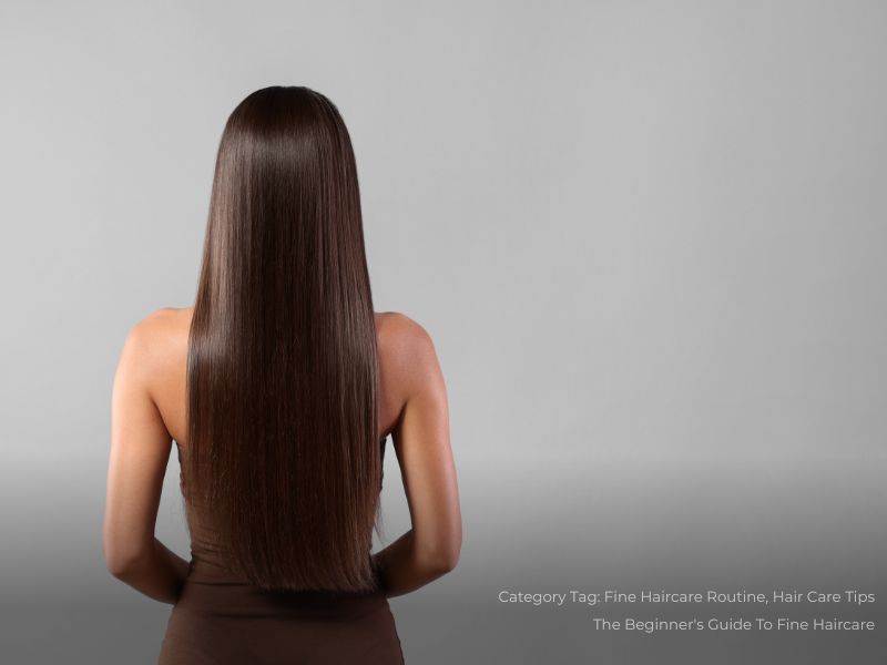 Woman with Straight Long Hair on Grey Background