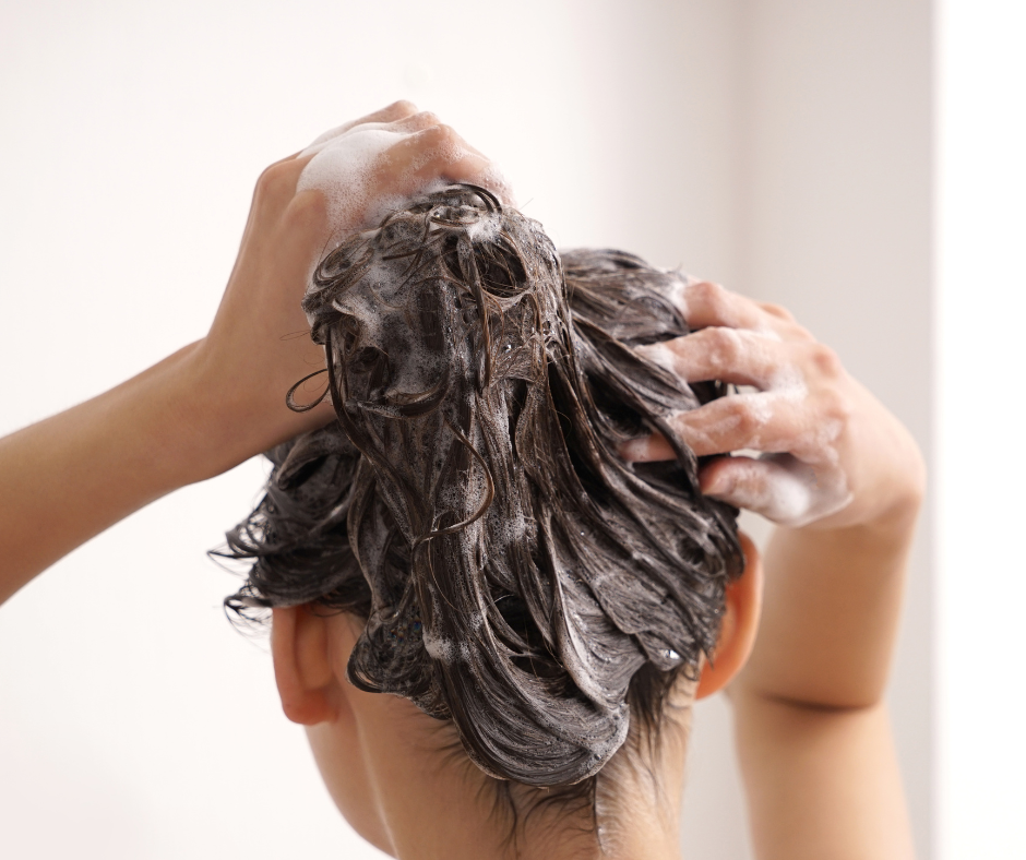 woman washing hair the right way