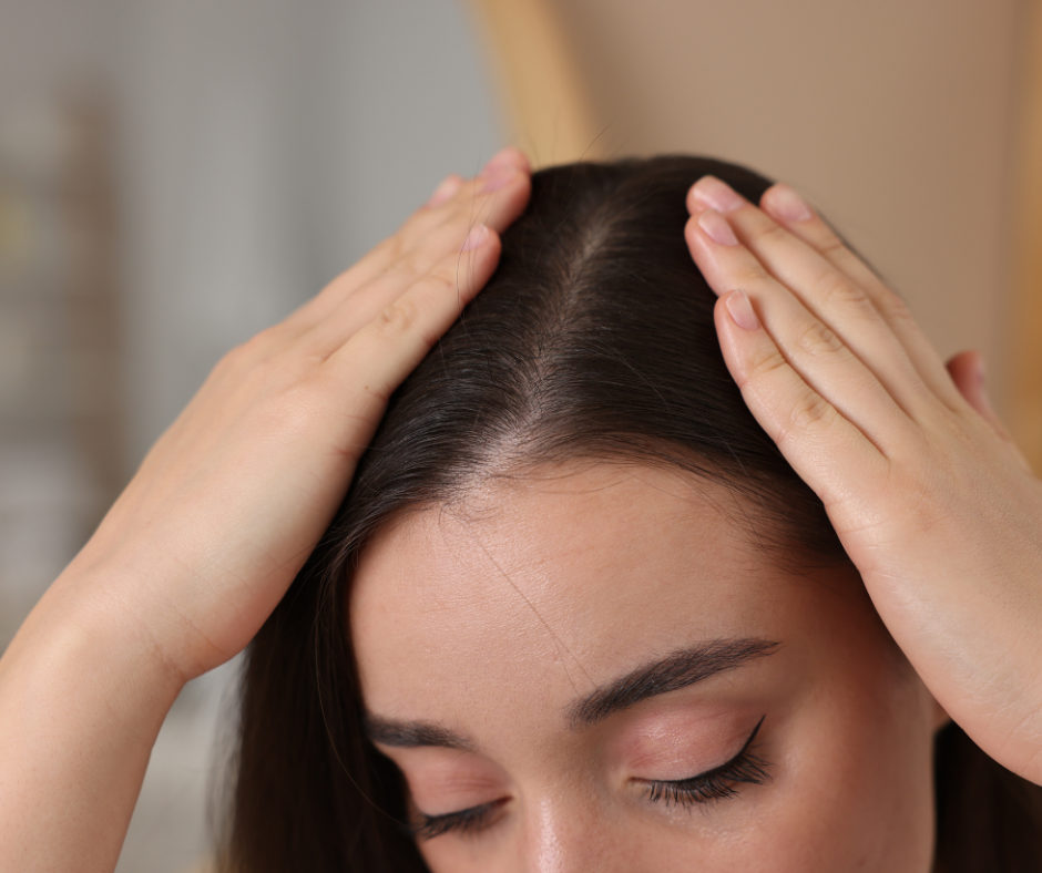 woman taking care of her scalp