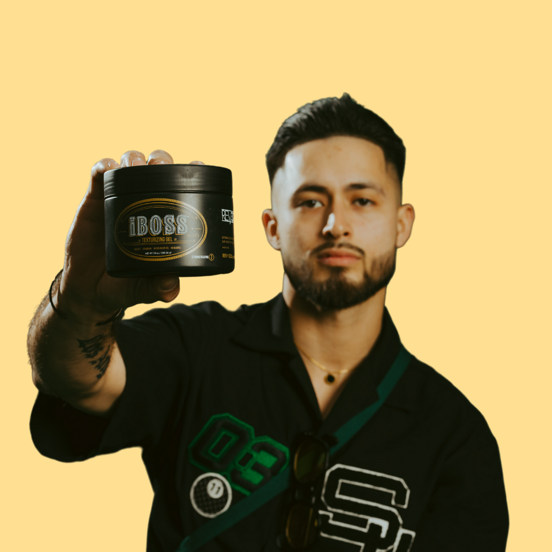 man holding iboss texturizing hair gel