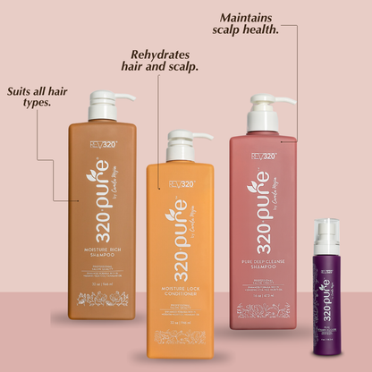 REV-320 banner for nourish &amp; shine hair care bundle with each benefits