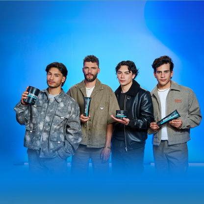 A group of men promoting Gelactica max control styling gel by REV-320