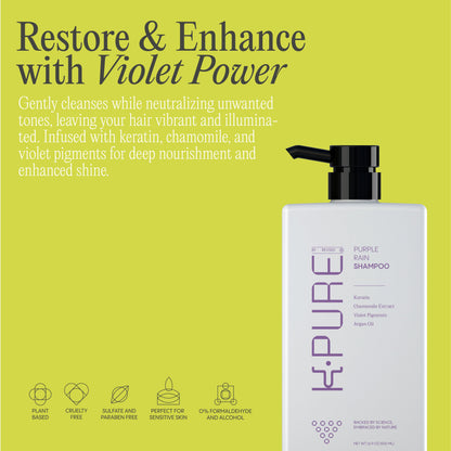 Kpure purple rain shampoo to restore &amp; enhance with voilet power