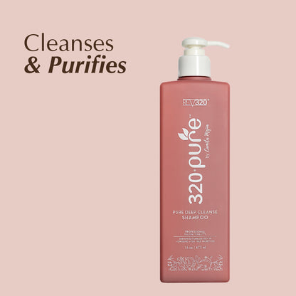 Product banner for 320 Pure deep cleanse shampoo from REV-320