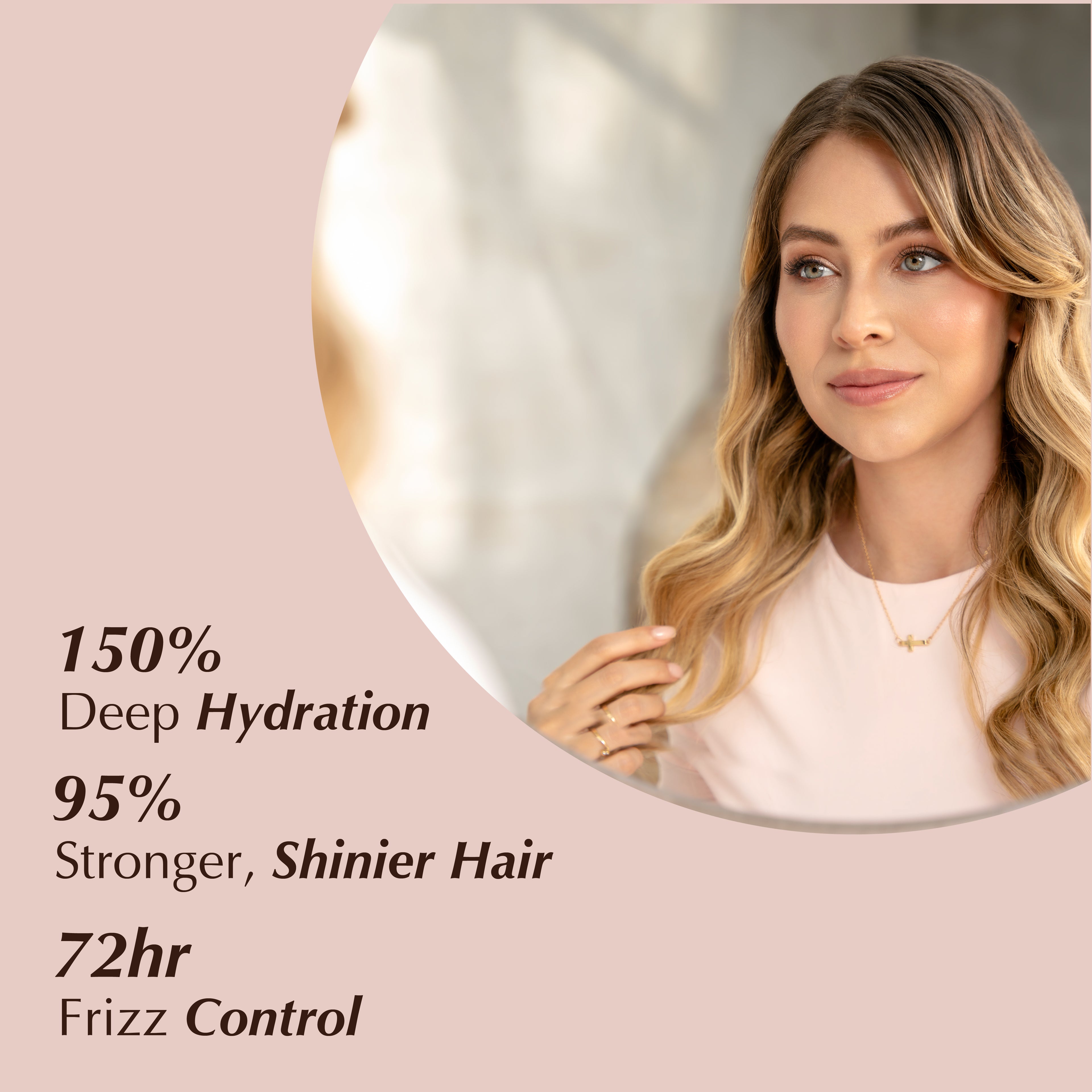A women with wavy hair looking her self at the mirror