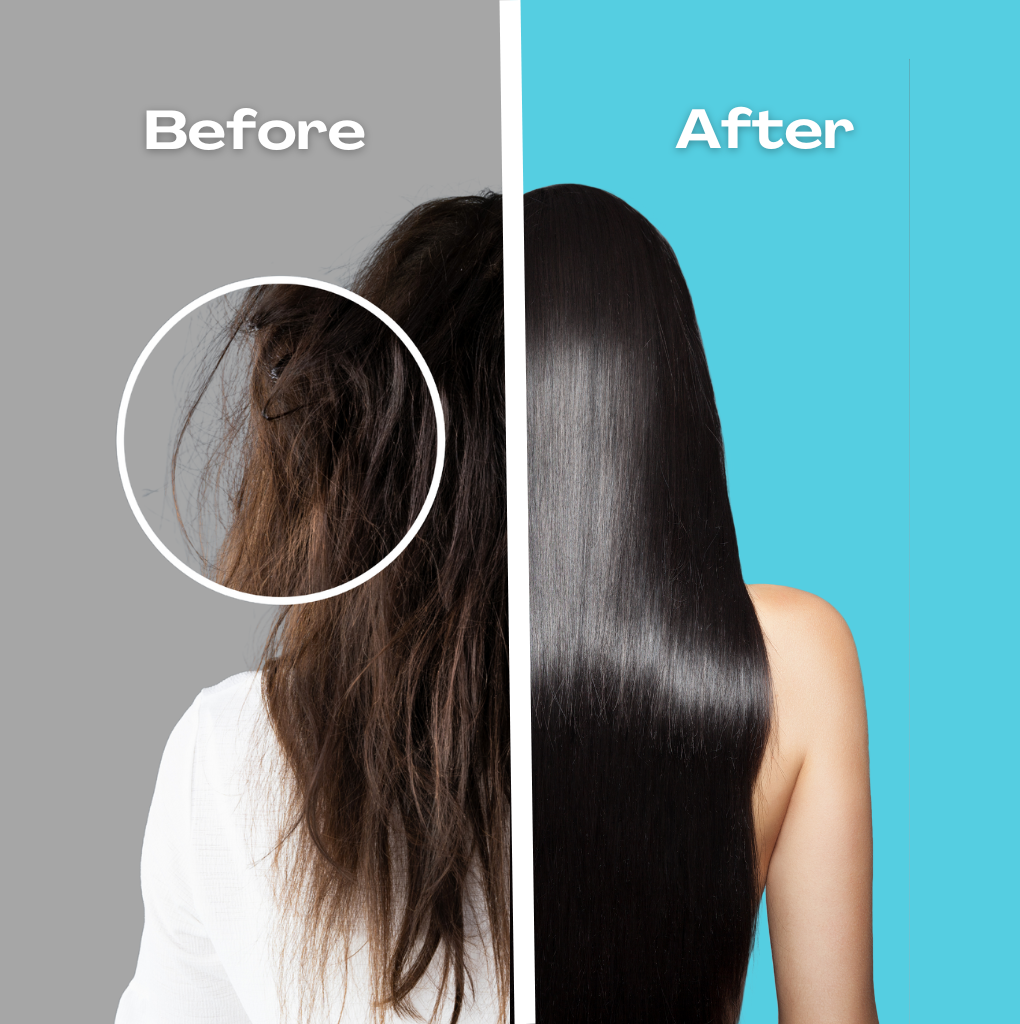 hair before and after using hair oil